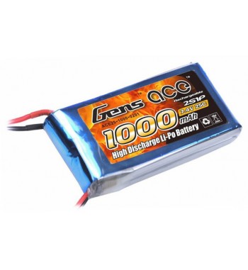 Bateria LiPo Gens Ace 1000mAh 7.4v 25C 2S1P